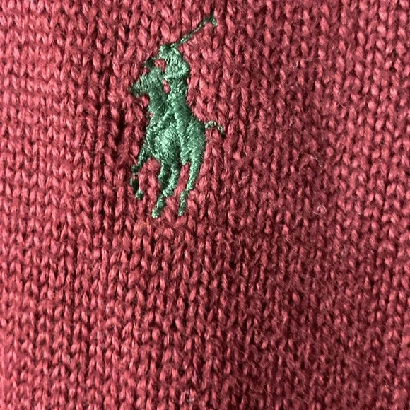 POLO BY RALPH LAUREN MENS SIZE LARGE 100% COTTON 3/4 ZIP SWEATER WINE COLOR EUC - Picture 4 of 14